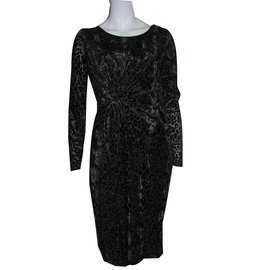 Autre Marque Schwarzes Samt- und Chiffonkleid
