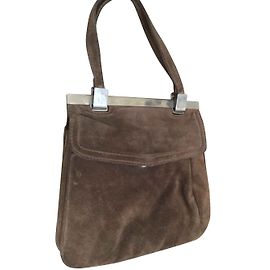 Vintage Handtasche aus Leder in Schokolade