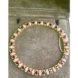 Autre Marque Goldarmband mit Rubinen und Diamanten