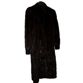 Autre Marque Abrigo de piel de visón marrón oscuro