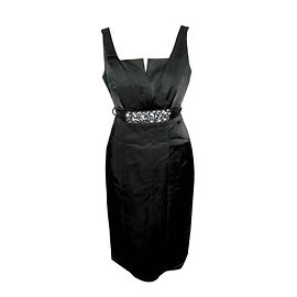 Autre Marque Satin dress with diamontee belt