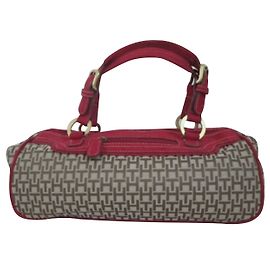 Borsa Bowling Tommy Hilfiger in Tela e Suede Rosso Scuro