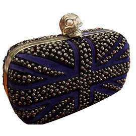 ALEXANDER MCQUEEN - Britannia Skull Box Clutch mit Wildlederbesatz - Alexander Mcqueen