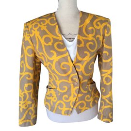 Blazer Yves Saint Laurent en coton beige à bouton doré