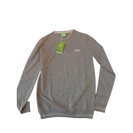 Hugo Boss Polo Pullover Grau Baumwolle M