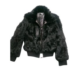 Autre Marque Chaqueta de piel de conejo negra talla 42