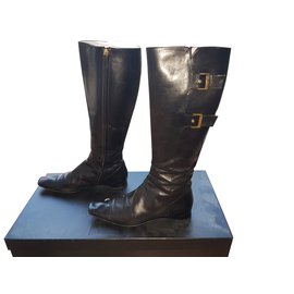 Botas Chanel de cuero negro 39.5