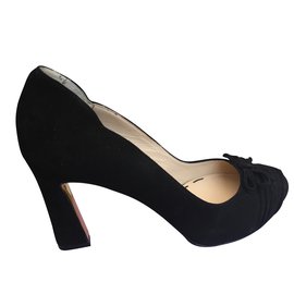 Carollina E Espinosa Black Leather Velvet Pumps 39 - Autre Marque