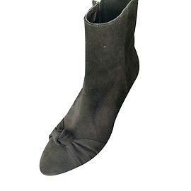 Stivaletti Manoush in pelle velluto nera con fiocco