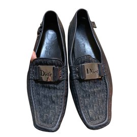 Mocasines Dior de lona monograma y cuero negro