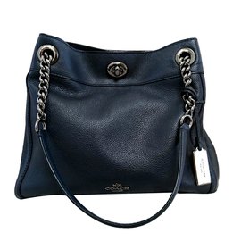 Borsa Coach Edie in pelle blu scuro