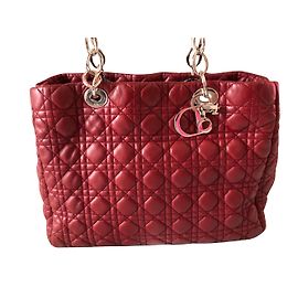 Dior Shopping Tote Bag aus Leder dunkelrot
