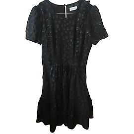 Claudie Pierlot Schwarzes kurzes Kleid aus Seide und Lurex