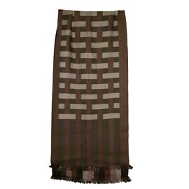 Hermès Schal aus Seide und Kaschmir Rosa Beige Dunkelbraun