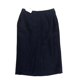 Jupe droite Hermès en laine bleu marine