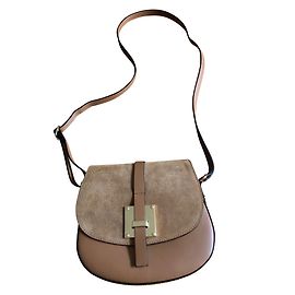 Autre Marque Schultertasche aus Leder und Wildleder Caramel