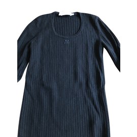 Courrèges Strickpullover aus Wolle Schwarz gerippt - Courreges