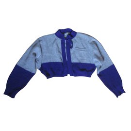Sonia Rykiel Weste Lila und Grau Wolle Angora und Kaninchenhaar