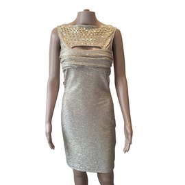 Just Cavalli Goldenes Mittellanges Kleid Größe S