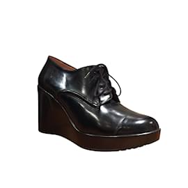 Mocassini Robert Clergerie in pelle nera con zeppa 37