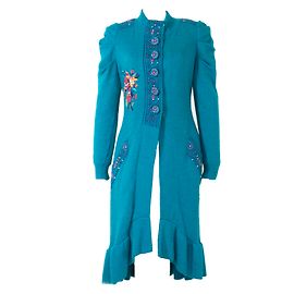 Autre Marque Chacok Triton Abrigo Largo de Lana y Alpaca Turquesa