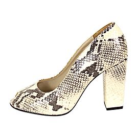 Décolleté Robert Clergerie in pelle di pitone beige e marrone