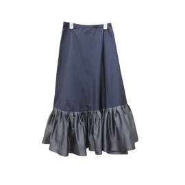 Falda Hugo Boss Gris Plata Seda y Algodón Talla 36