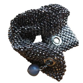 Autre Marque Bracciale manchette Laura B maglia argentata