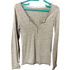 Top Berenice Manica Lunga Grigio Cotone Ali Glitterate