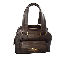 Bolsa de mão Lancel ADJANI em couro cinza fumê padrão crocodilo