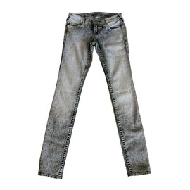True Religion VERDADERO RELIGION JEANS NUEVA YORK EE. UU. VINTAGE GRIS NEGRO SKINNY PREM 25 ¡¡NUEVO!!