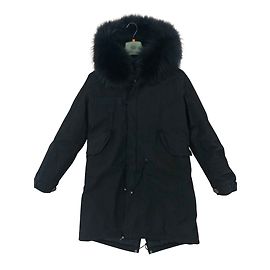 Mr and Mrs Furs Parka midi negra con piel murmansky