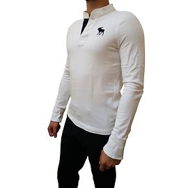 Abercrombie & Fitch Knopf T-Shirt Weiß Baumwolle M