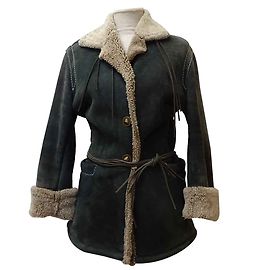 Autre Marque Giacca in pelle di agnello blu scuro