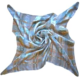 Sciarpa quadrata in seta Balenciaga blu e arancione