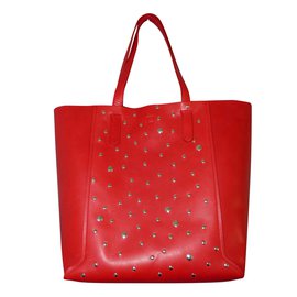 Gerard Darel Tote Bag aus rotem Leder mit Nieten