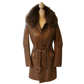 Rizal Lamb Leather Trench Coat Taupe