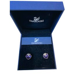 Swarovski Halskette und Ohrringe Set Lila Stahl