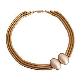 collana girocollo inconnue in metallo dorato e madreperla