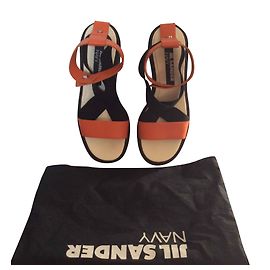 Mule con zeppa Jil Sander pelle nero arancione 37