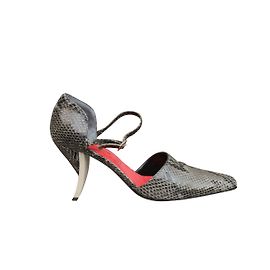 Robert Clergerie Grey Reptile Leather Heels