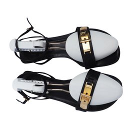 Autre Marque Sandali Renouard in pelle nera piccoli tacchi