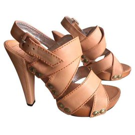 Free Lance Ledersandalen Beige Orange Gr. 37