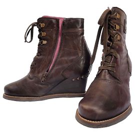 Autre Marque Botas de salto plataforma Kickers U-Funky em couro marrom