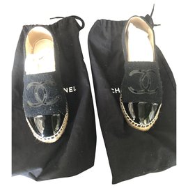 Espadrilles Chanel in tela nera taglia 37