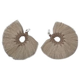Orecchini in tessuto di rafia beige - Autre Marque