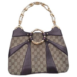 Borsa Gucci Bamboo Metallo Grigia in Tessuto - Autre Marque