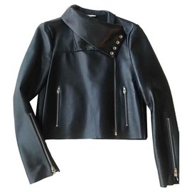 Céline Lederjacke Lammfell Schwarz