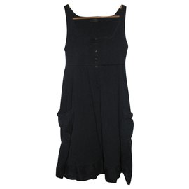 Vestido de algodón azul marino Thomas Burberry