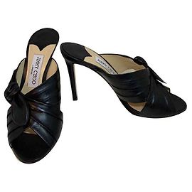 Jimmy Choo Keely 100mm Mules mit Seitenschleife aus schwarzem Leder